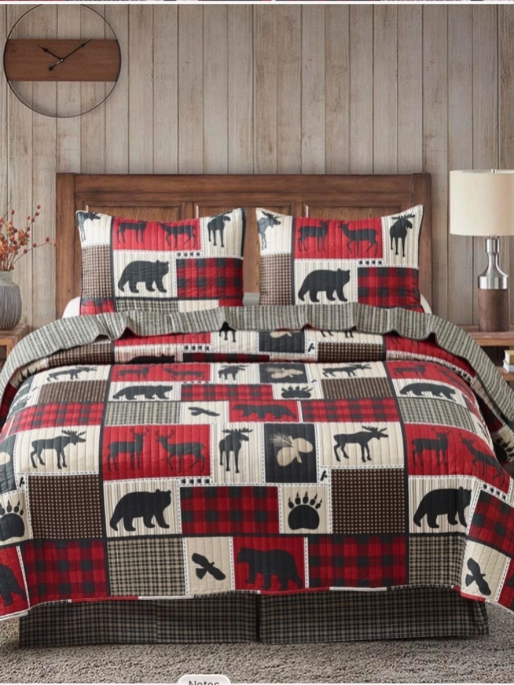 Bear Mountain Country Lodge Theme King Printed Quilt Set